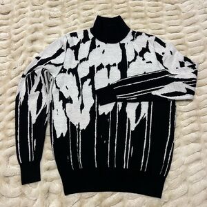 Dior Homme Cashmere Graphic Knit Sweater Black Grey Size M Made in Italy